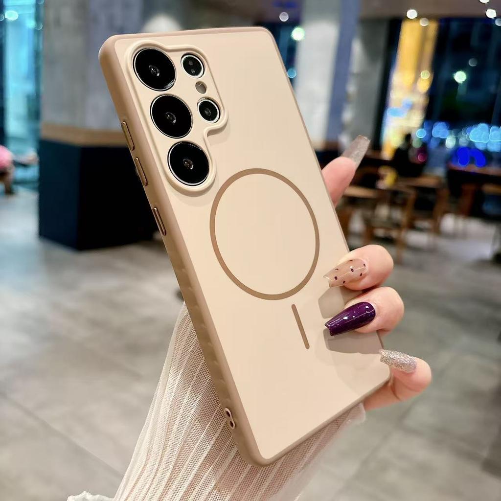 כיסוי סיליקון עמיד בפני לכלוך, מגן עדשה, עמיד בפני זעזועים עבור Samsung Galaxy S25 S24 S23 S22 Ultra Plus, כיסוי מגנטי Magsafe