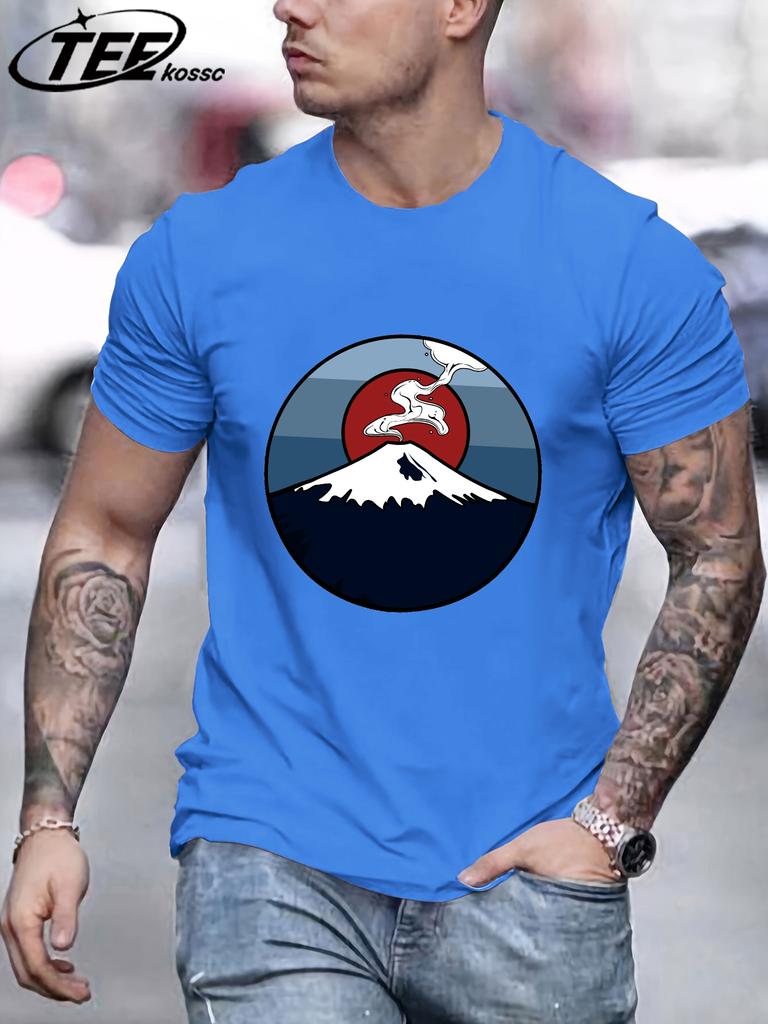 Fuji Volcano Japan Mount Fuji Men Retro TShirts Cotton AllMatch T Shirt Trendy Street Short Sleeve Unisex ONeck Soft Clothes