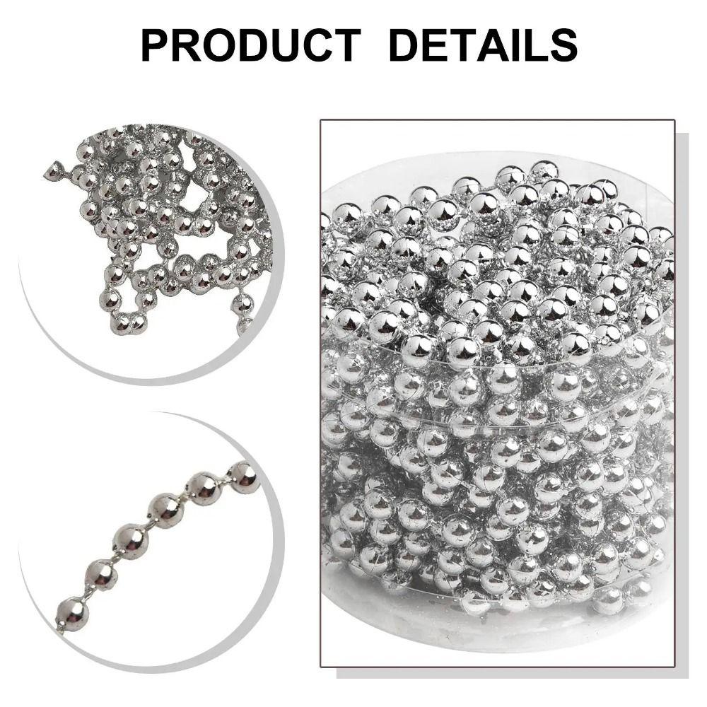 Creative Colored Bead Chain 5/10M Craft Christmas Tree Pearl String Decorative DIY Christmas Decoration Bead String