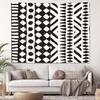 African Mud Cloth Tapestry Wall Hanging Art Black and White Tribal Afrocentric Ethnic Bohemian Motif with Geometric Elements