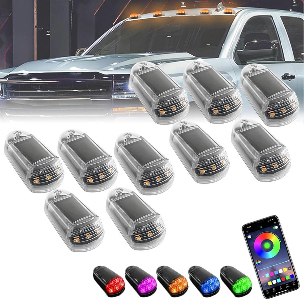 7 Colors Hot Solar Powered Cab Lights Punch-Free Solar Powered Cab Lights Wireless App Control Roof Lights Or Truck
