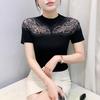 Summer New European Clothes Women's T-Shirt Luxury Hot Diamonds Tops Shirts Fashion Short Sleeve Slim Cotton Tees