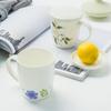 White Bone China Coffee Cup New Household 310ml Flower Pattern Overglaze Color Mugs with Lid High Aesthetic Milk Oats Cup