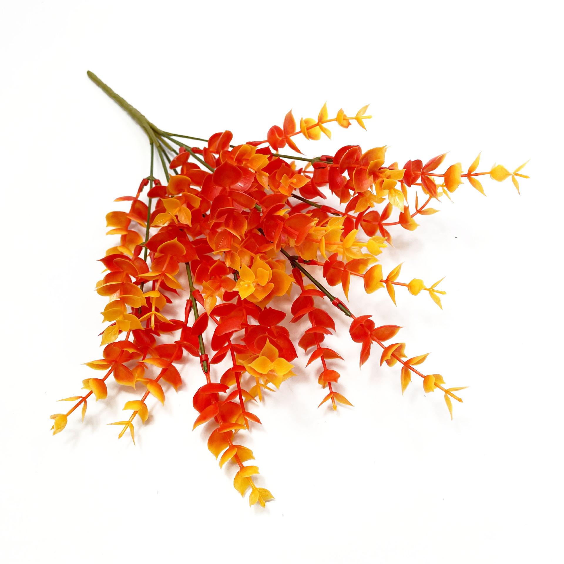 

Осеннее имитационное растение эвкалипт камелия искусственный букет цветов украшение дома зеленое растение реквизит 7 fork burning Eucalyptus оранжевый