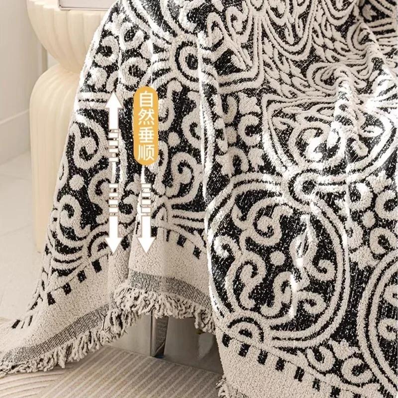 Bohemia Überwurfdecke mit Quaste, Baumwoll-Sofatuch, Haustiere, Kinder, schmutzabweisende Sofa-Schutzhülle, Reise-Picknickdecken, Heimdekoration