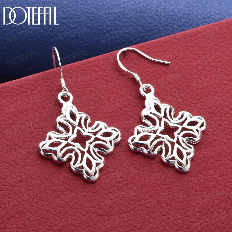 925 Sterling Silver Fashion Gift Diamond Pendant Pierced Earrings Jewelry 4.20*2.50cm