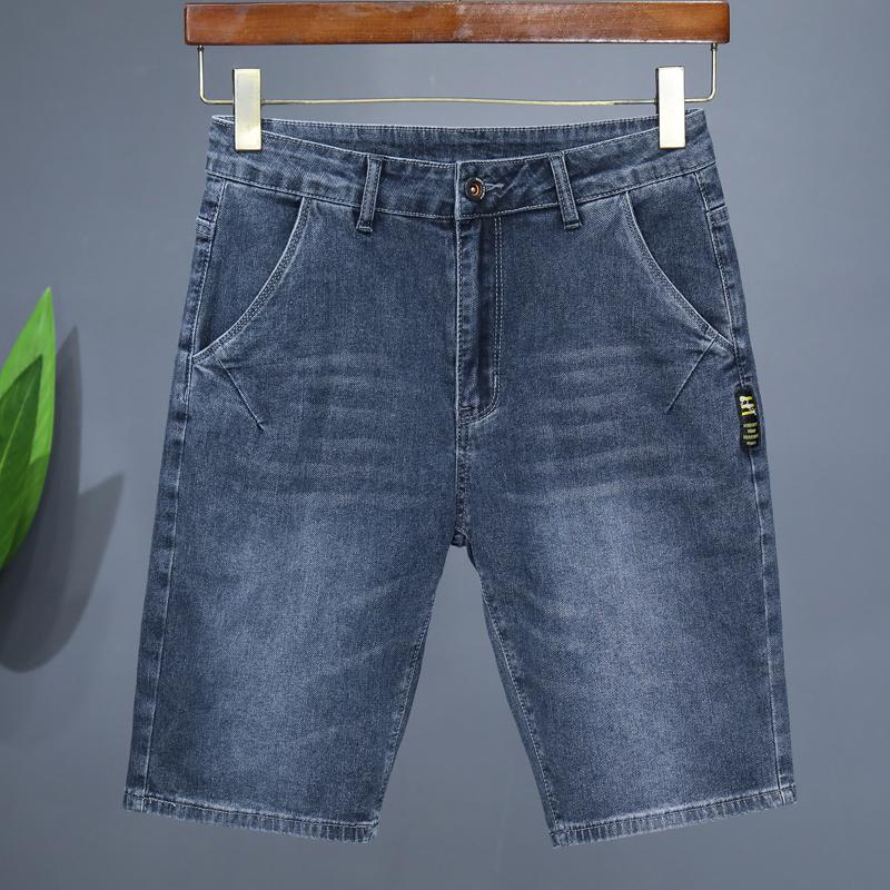 Men's Straight Casual Denim Shorts Simple Solid Color Slim Jeans Comfortable Breathable Short Pants Summer