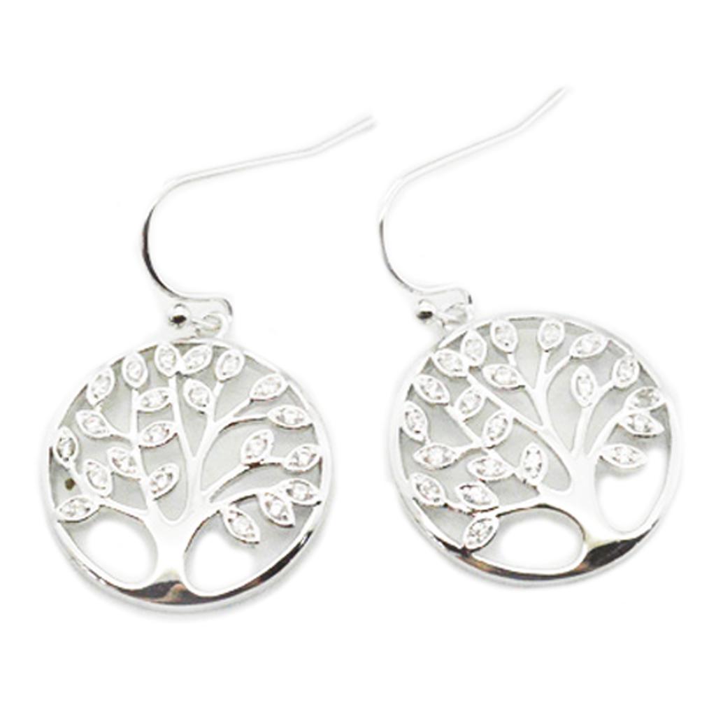 Les Trésors De Lily [R1560] - Silver 'Tree of Life' Silver Earrings (rhodium-plated) - 20 Mm