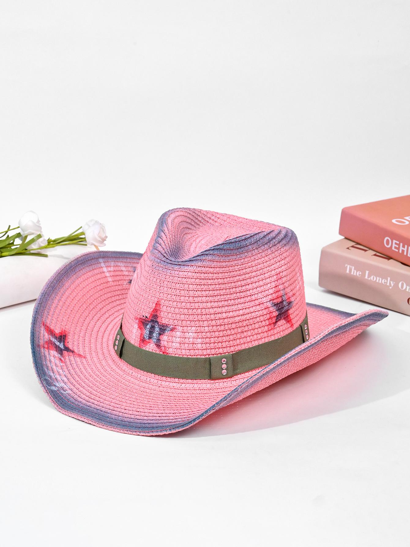 

Малыш в винтажной соломенной шляпе с дымчато-розовыми звездами babes yk милая крутая ковбойская шляпа в западном стиле дети Average size