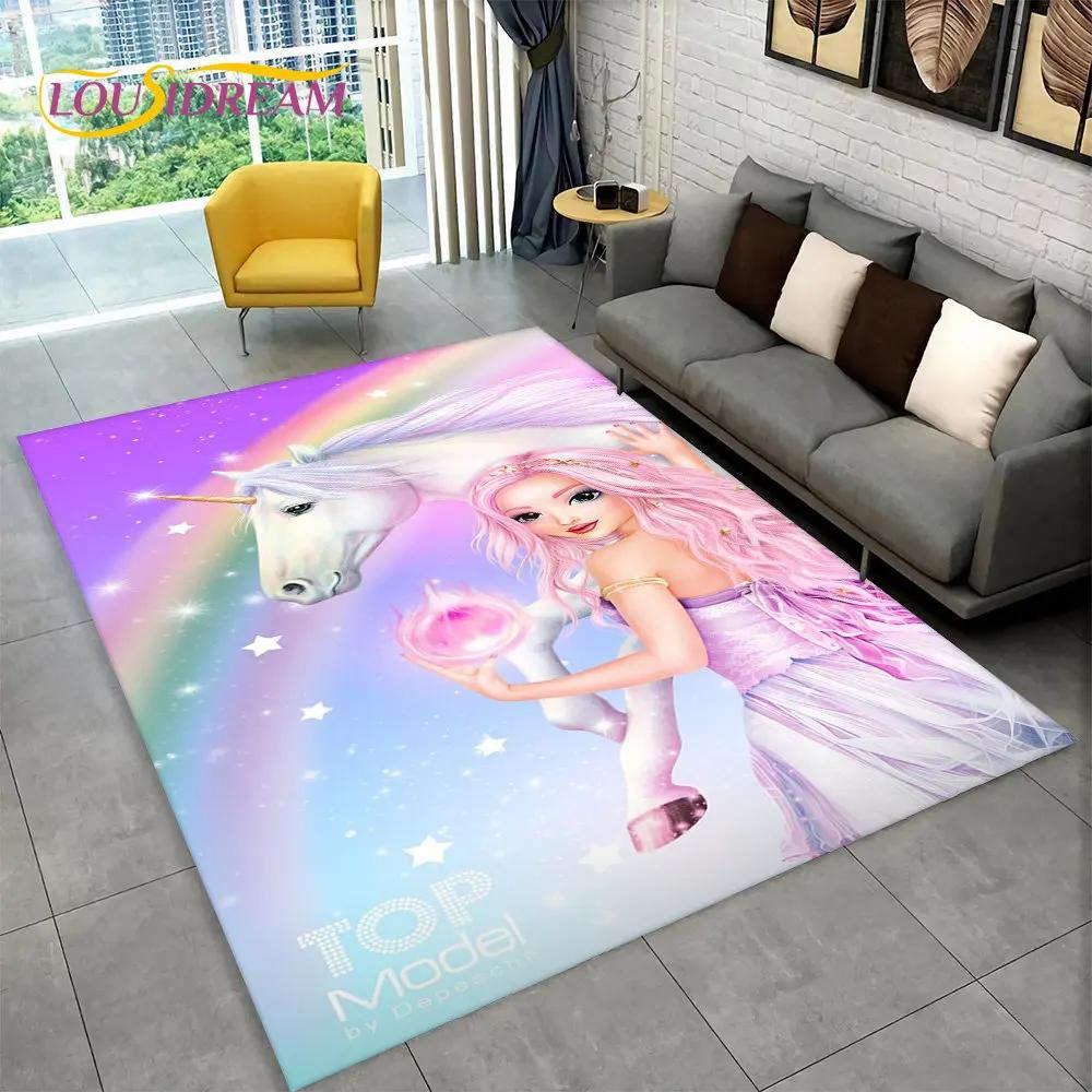 Tapis de sol antidérapant en forme de licorne 3D pour salon, chambre d'enfant, canapé, paillasson