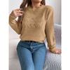 Women's Knitted Sweater - Solid Colour Lace-Up Lantern Sleeve Pullover Halloween Ladies' Top