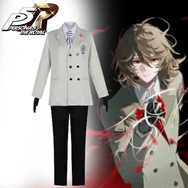 Goro Akechi Cosplay Outfit Polyester Anime Kostüm Für Halloween Und Rollenspiele**