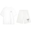 Li Ning Logo Print Simple Skin-Friendly Comfortable Versatile Round Neck Pullover Short Sleeve T-Shirt Casual Sports Set YHSV371-2+AKST593-7