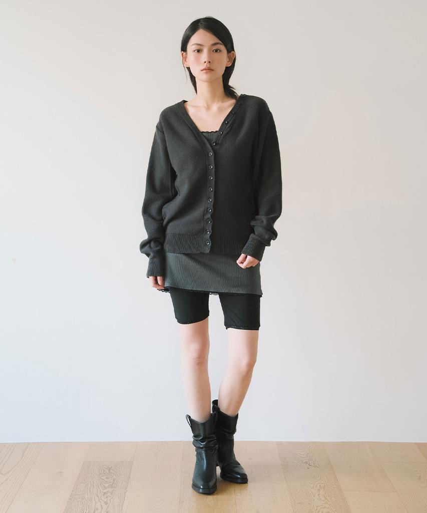 Ieoning Inside Out Multi Cardigan, Charcoal