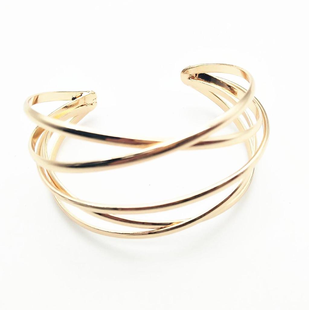 Modne Minimalistyczne Bransoletki z Otwartym Wzorem - Biżuteria w Stylu Europejskim i Amerykańskim