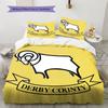 Fotbalový klub Derby County Vzorovaná sada povlečení a přikrývky Domácí dekorace Dárek (1 * povlak na peřinu + 2 * povlak na polštář bez jádra)