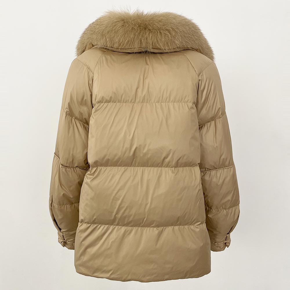 OFTBUY Autumn Winter Fashion Fox Fur Collar Spliced 90% White Duck Down Thickened Warm Women Korean Style Loose Casual Down Jacket