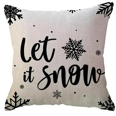 Winter Christmas Day Decorative Pillowcase Black Christmas Decoration Snowflake Tree Double sided Printed Decorative Sofa Cover