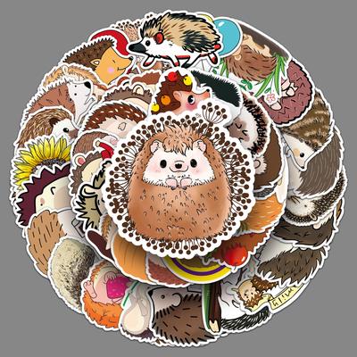 50 Hedgehog Doodle Personalized Cute Animal Children's Guka DIY Skateboard Suitcase Stickers Waterproof