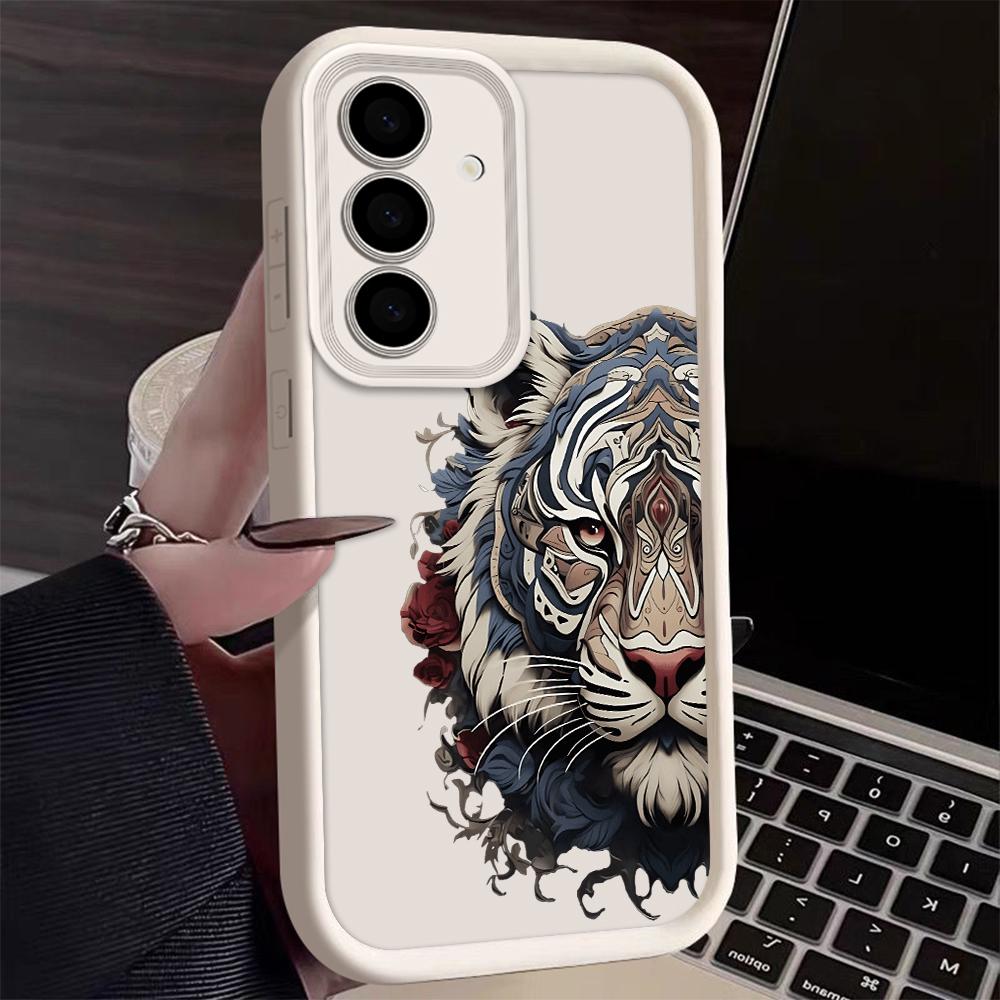 Tiger Head Phone Case For Samsung Galaxy S25 S22 S21 S24 S20 S23 FE Note 20 Plus Ultra A35 A15 A25 A55 Silicone Protect Cover