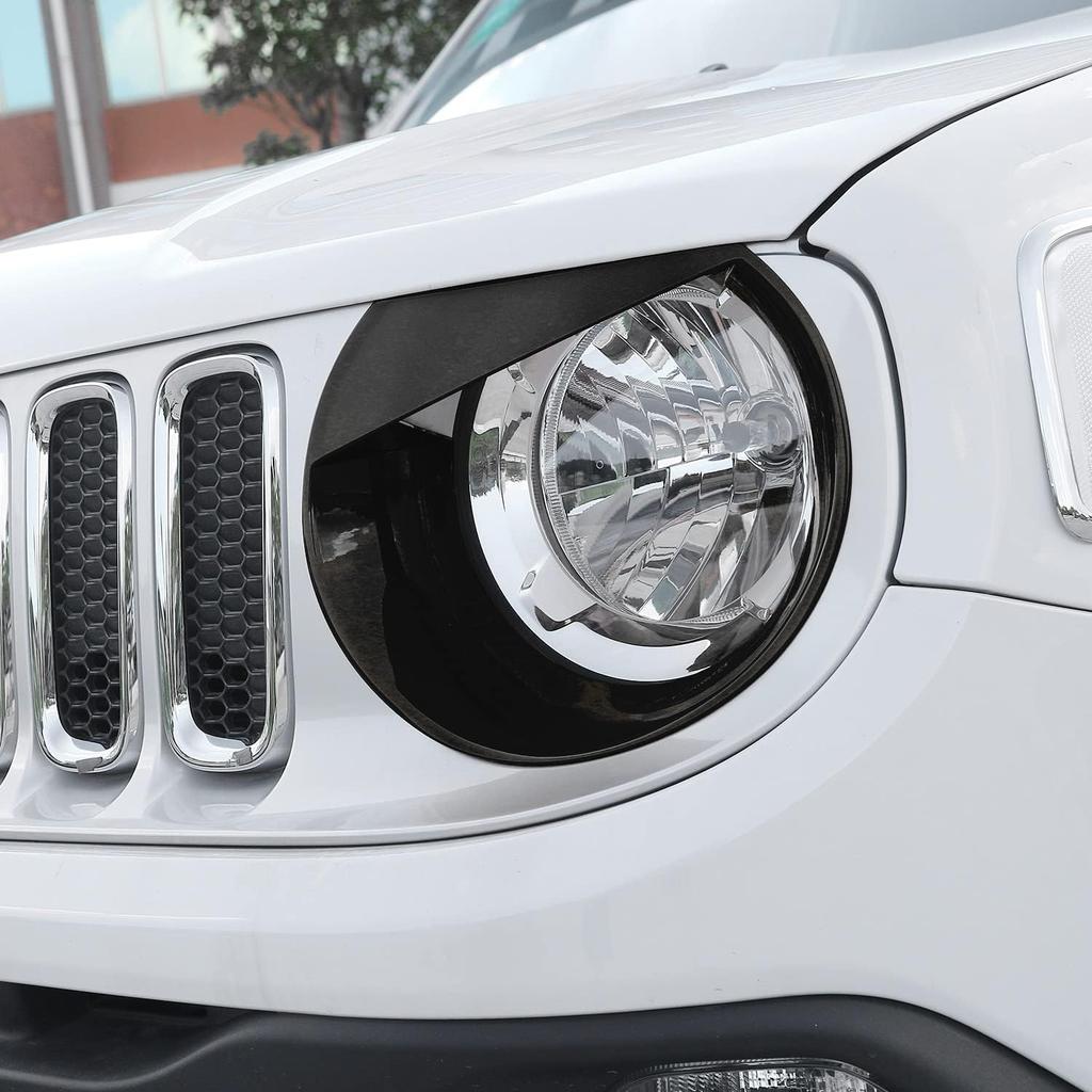 Angry Bird Front Headlight Bezels Trim Cover for Jeep Renegade 2015 2016 2017 2018 (Black)