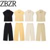 Zbzr Spring New Women Clothes Western Style Fashion Loose Casual Vest Wide Leg Pants 5216065 5216064