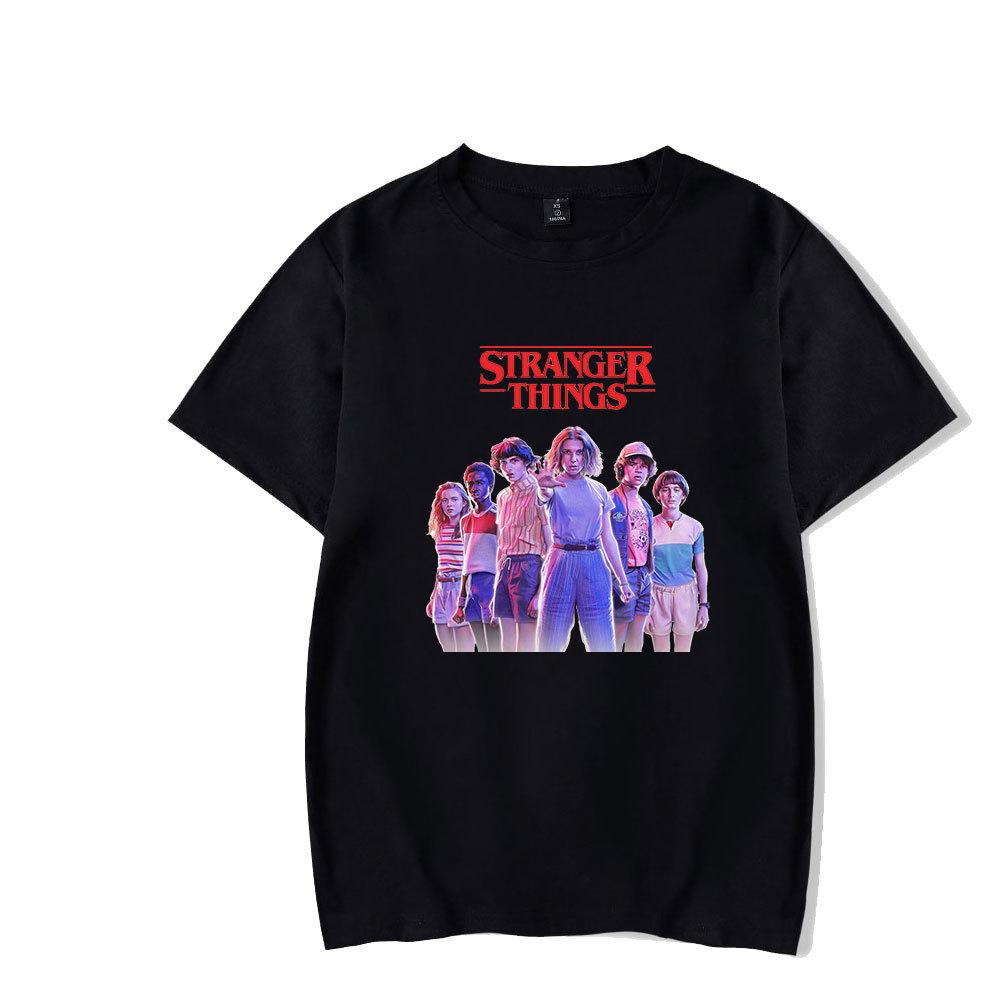 

Stranger Things Лето Женская Мужская Свободная Спортивная Футболка с Коротким Рукавом Модная Удобная Мягкая Дышащая Хлопковая Футболка S чёрный