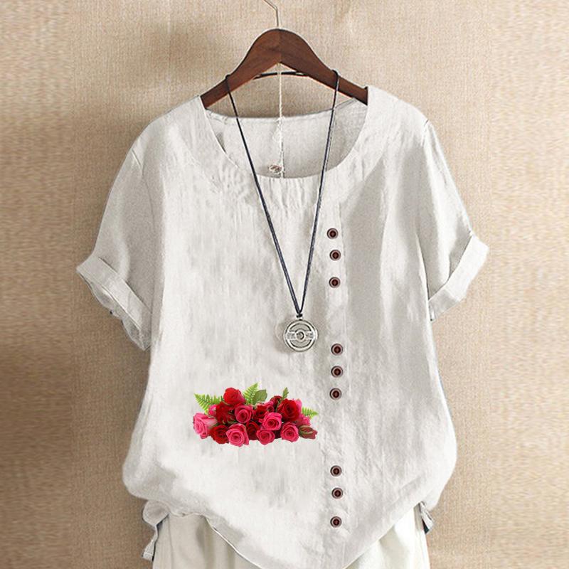 Женская модная футболка с круглым вырезом и коротким рукавом — фото 3