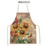 Women Men Retro Bird Flower Butterfly Printed Kitchen Aprons Household Cleaning Pinafore Baking Accessories Linen Cooking Apron