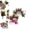 Christmas Decoration Pine Needle Bouquet Artificial Flowers With Berries And Pine Cones For Festive Cheer