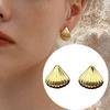 1 Pair Shell Earrings for Women, Chunky Vintage Ribbed Shell Shaped Earrings, Summer Beach Jewelry Gifts