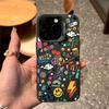 Smiley face graffiti Apple 16Promax new phone case iPhone15Pro personality 14Pro advanced 17 hard case