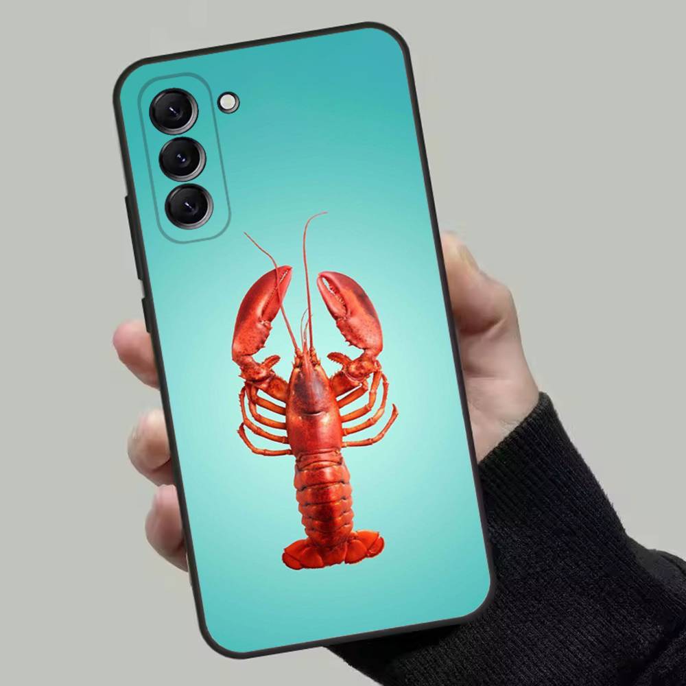 Animal Lobster Phone Case For Samsung Galaxy A13,A21s,A22,A31,A32,A52,A53,A71,A80,Soft Black Shell
