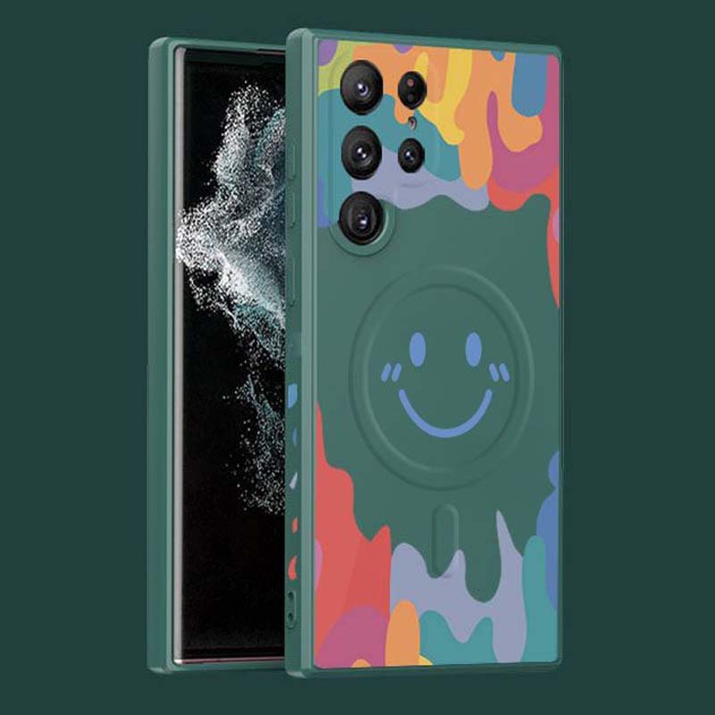 

Для Magsafe Магнитный Мягкий Силиконовый Чехол Для Телефона Samsung S24 Ultra Graffiti Беспроводное Зарядное Устройство Magsafe Чехол Для Galaxy S23 S22 Ultra S24 Plus Fundas For Galaxy S22 темно-зеленого