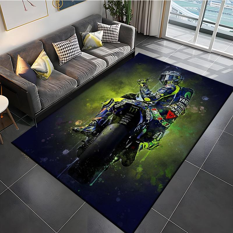The Doctor Cartoon Head Yellow Carpet Mat Racing Theme Living Room Rug with Number 46 Signature Home Decoration Rugs for Bedroom