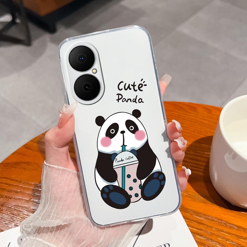 Für Huawei Enjoy 70x 80 Y6 P40 Y5 P50 Y8p Klare Hülle Niedliches Panda-Muster Weich Schlank Silikon Hohe Qualität Anti-Rutsch Langlebige Hülle Für Huawei Rückseitenabdeckungen