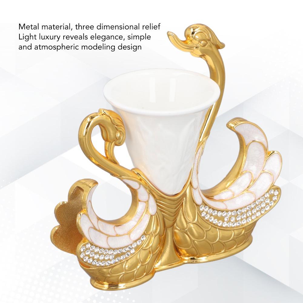 7pcs Zinc Alloy Swan Base Holder White Decorative Swan Flatware  Ice Cream Cake