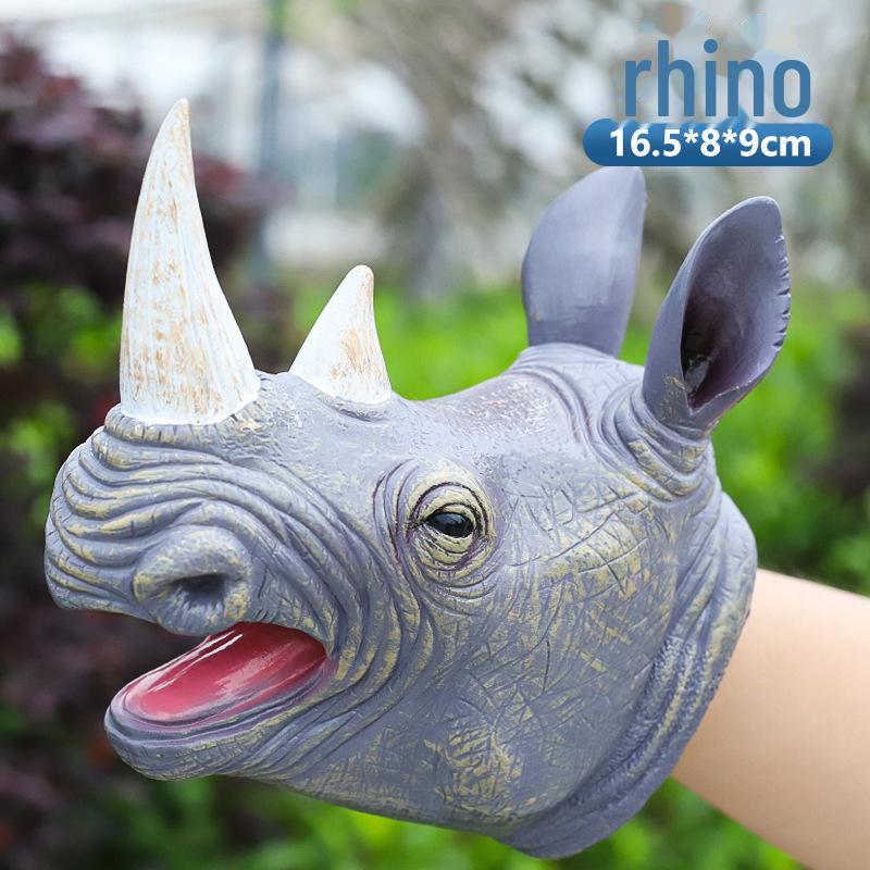 Mănuși pentru păpuși de mână dinozaur: Triceratops din cauciuc moale și Jucărie model animal T-Rex pentru copii