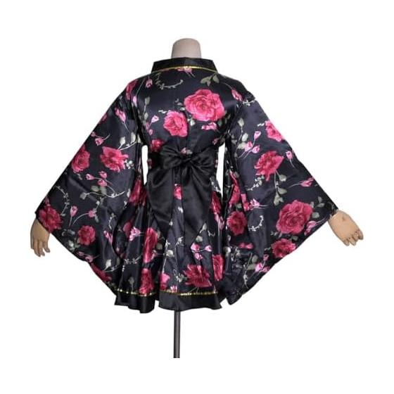 Rose pattern mini kimono dress luxury brand Japanese pattern satin yukata dress with obi cabaret dress summer festival fireworks festival dance