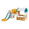 Outdoor Playhouse, Versatile Toddler Playground with Slide, Basketball, Telescope, Steering Wheel, Crawling Tunnel, Sales Window, Toddler Playset for
