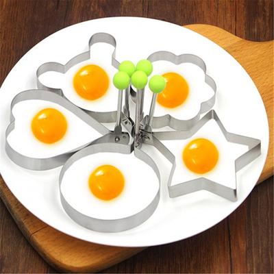 5pcs Stainless Steel Egg Frying Machine Egg Frying Machine Breakfast Baking Model Heart-Shaped Egg Frying Machine Gadge