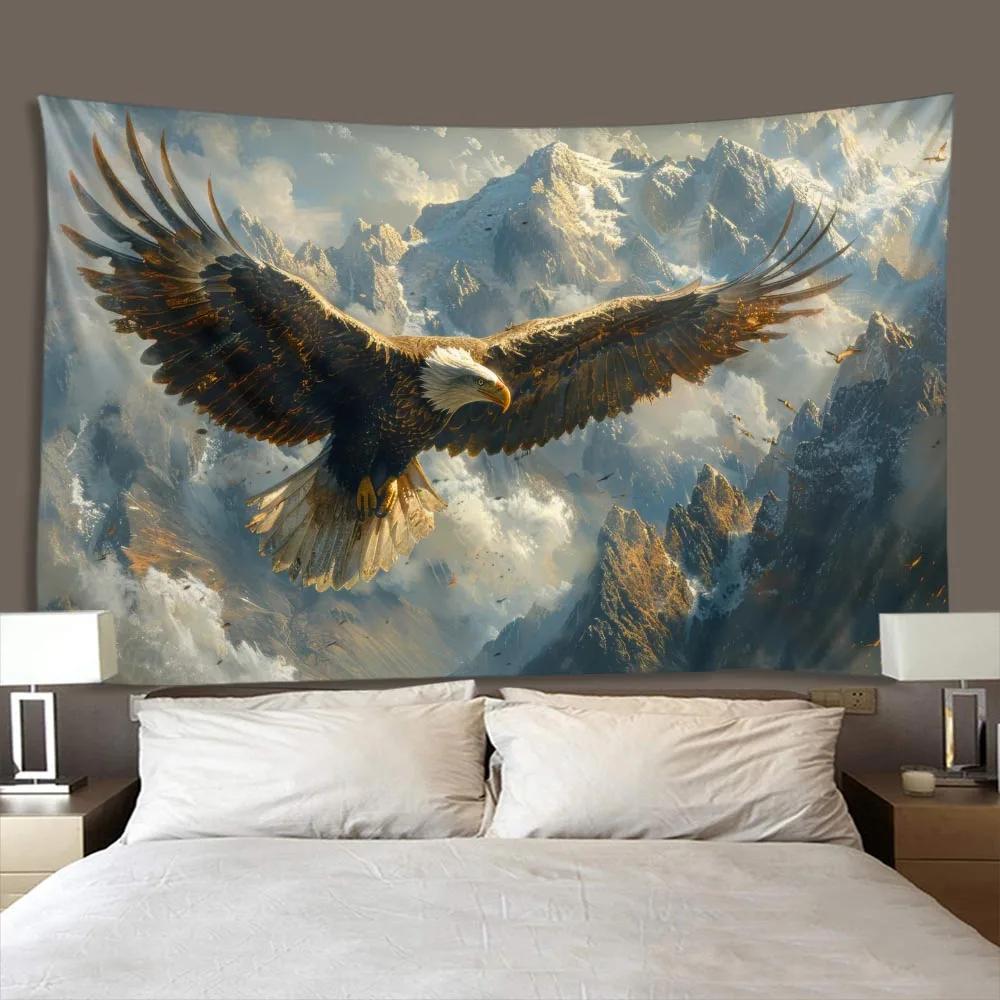 Large Eagle Wall Tapestry Vibrant Oil Painting Design Living Room Wall Hanging Cloth for Home Decoration