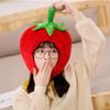 Süße Tomatenkopfbedeckung Cross-Dressing Früchte Plüschhut Weihnachten Halloween Cosplay Party Kostümkappe Winterkopfbedeckung Foto Requisite