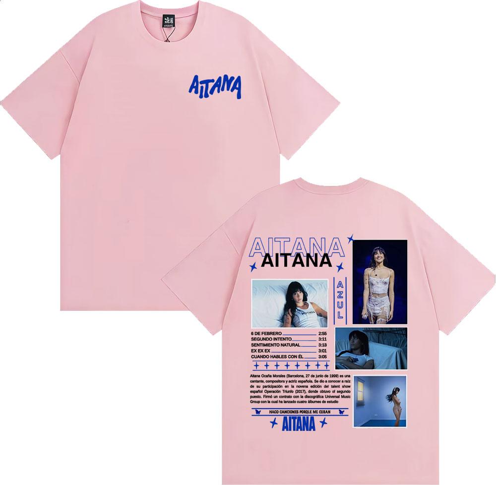 Cantante Aitana Cuarto Azul Álbum Tour Portada Camisetas Unisex Tendencia de Moda High Street Camiseta Mujer Verano Cuello Redondo Camisetas de Algodón