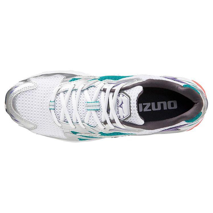 Mizuno Wave Rider 10 White Silver Teal Blue Unisex Sneakers D1GA210407