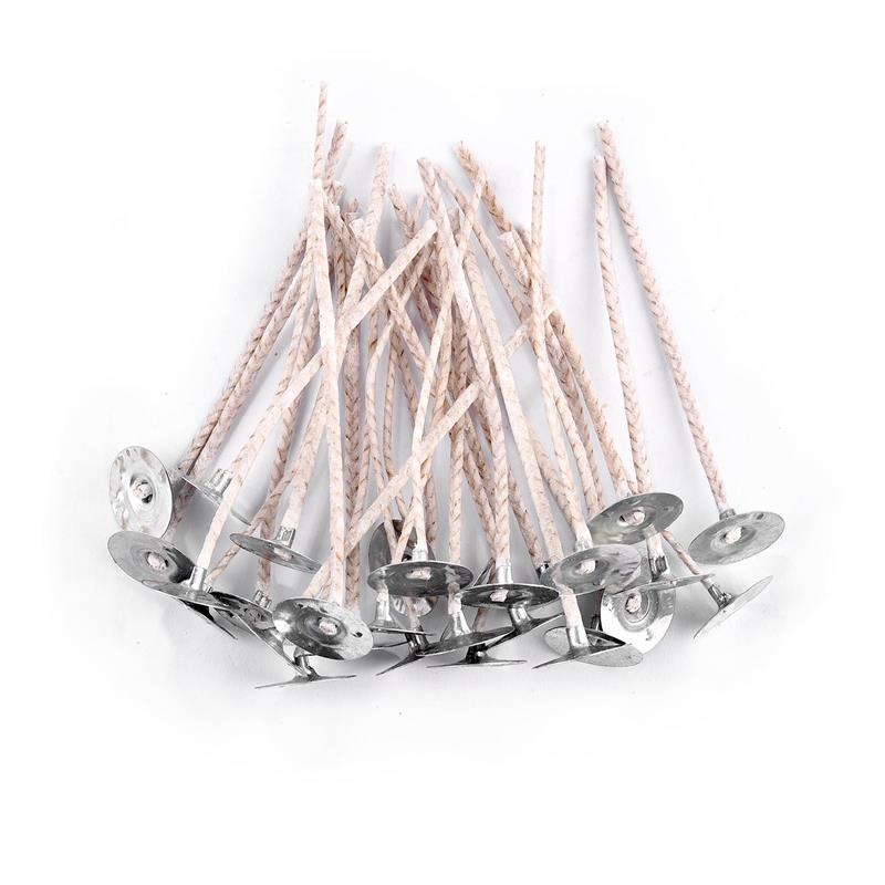 30 Stück/Set Original Rauchfreie Kerzendochte Sojawachs-Kern Gewebter Baumwollkern Kerosinlampe Wachslinie Holz-Zubehör Kerzenherstellung
