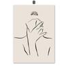 Blume Blatt Mädchen Hand Geometrie Abstrakte Schwarz Beige Poster Und Drucke Wand Kunst Leinwand Malerei Bilder Für Wohnzimmer Dekor