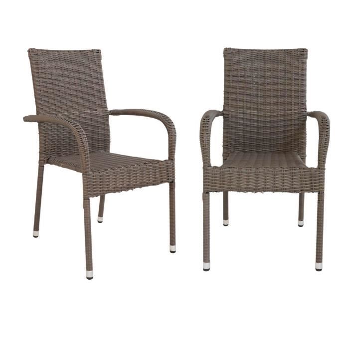 Chaise de jardin - PORTLAND - Blanc - Naturel - Marron - 95 x 65 x 63 cm