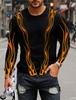 3D Printed Flame Scratch Pattern 3D Printed Autumn Men's Crew Neck T-Shirt Casual Long Sleeve Oversized Pullover Fashion Tops