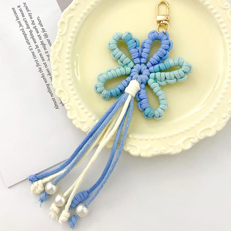 Explosive exquisite handmade woven flower tassel bag pendant with rustic style and creative car keychain pendant
